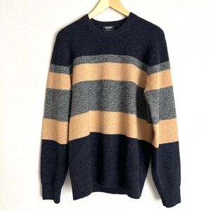 Todd Snyder Men’s Wool Alpaca Blend Striped Block Sweater Size M Navy Tan Gray